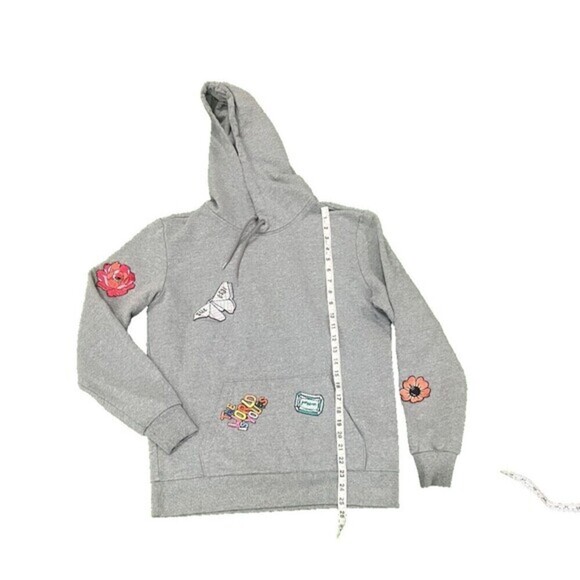 Puma  Women's Gray Hoodie Customized With Patches Size Small - Picture 3 of 13